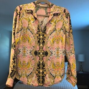 Elie Tahari Pink Multi Floral Button-Down Blouse